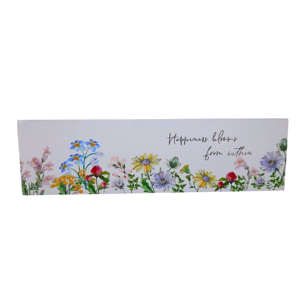 Wildflower Wooden Sign Shelf Sitter Desk Farmhouse Happiness Blooms From Within